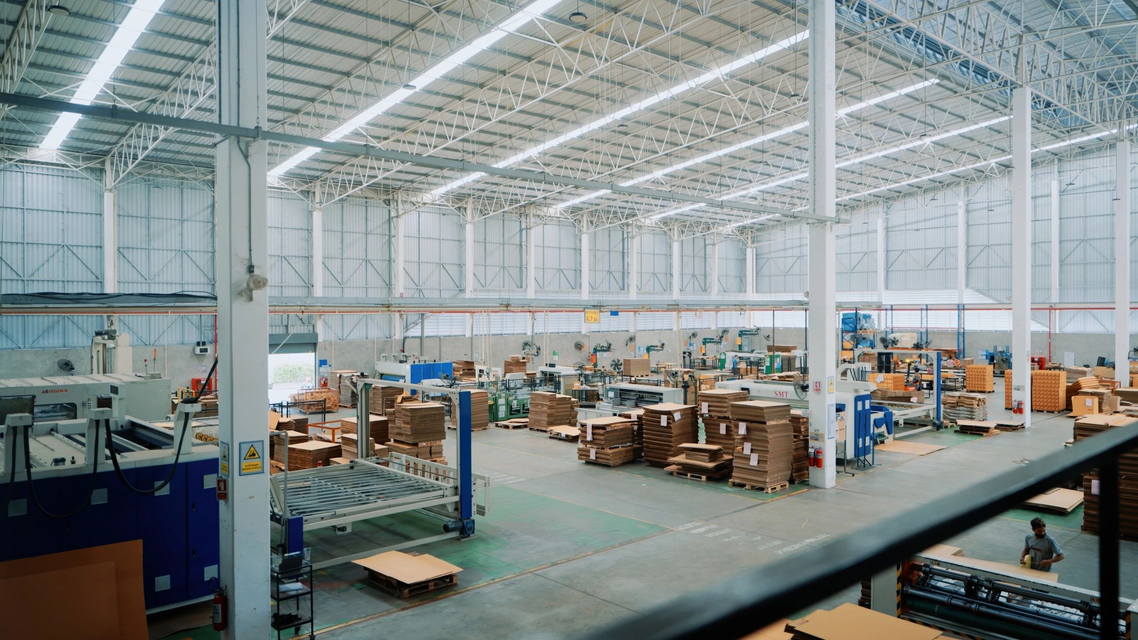 Industrial warehouse floor with organized logistics and storage