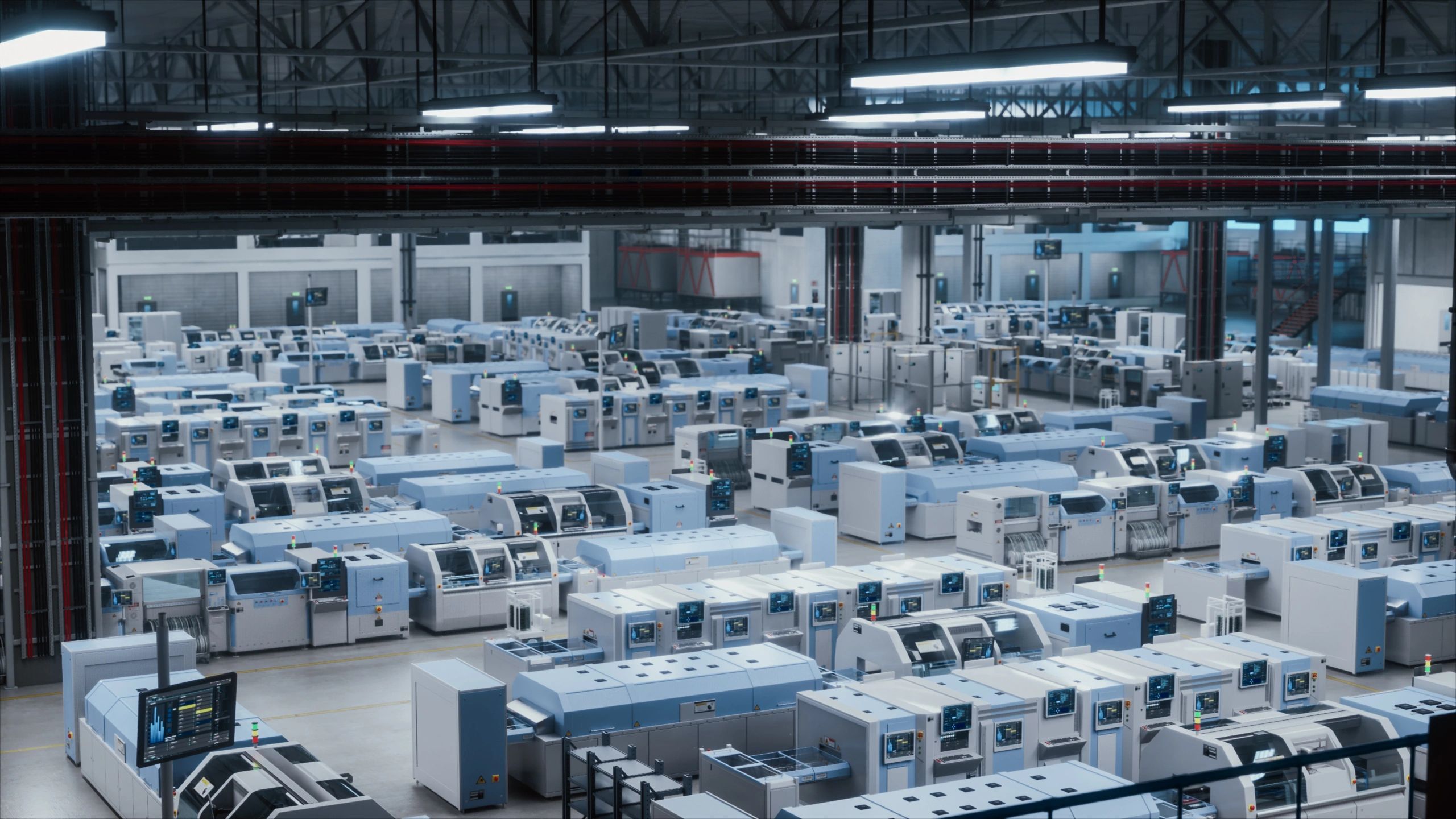High-tech industrial facility supporting secure equipment handling
